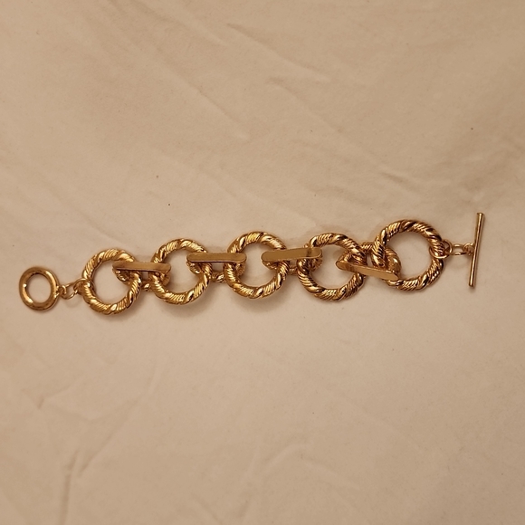 Bracelet Gold Tone Twist Chain Chunky - Picture 2 of 6